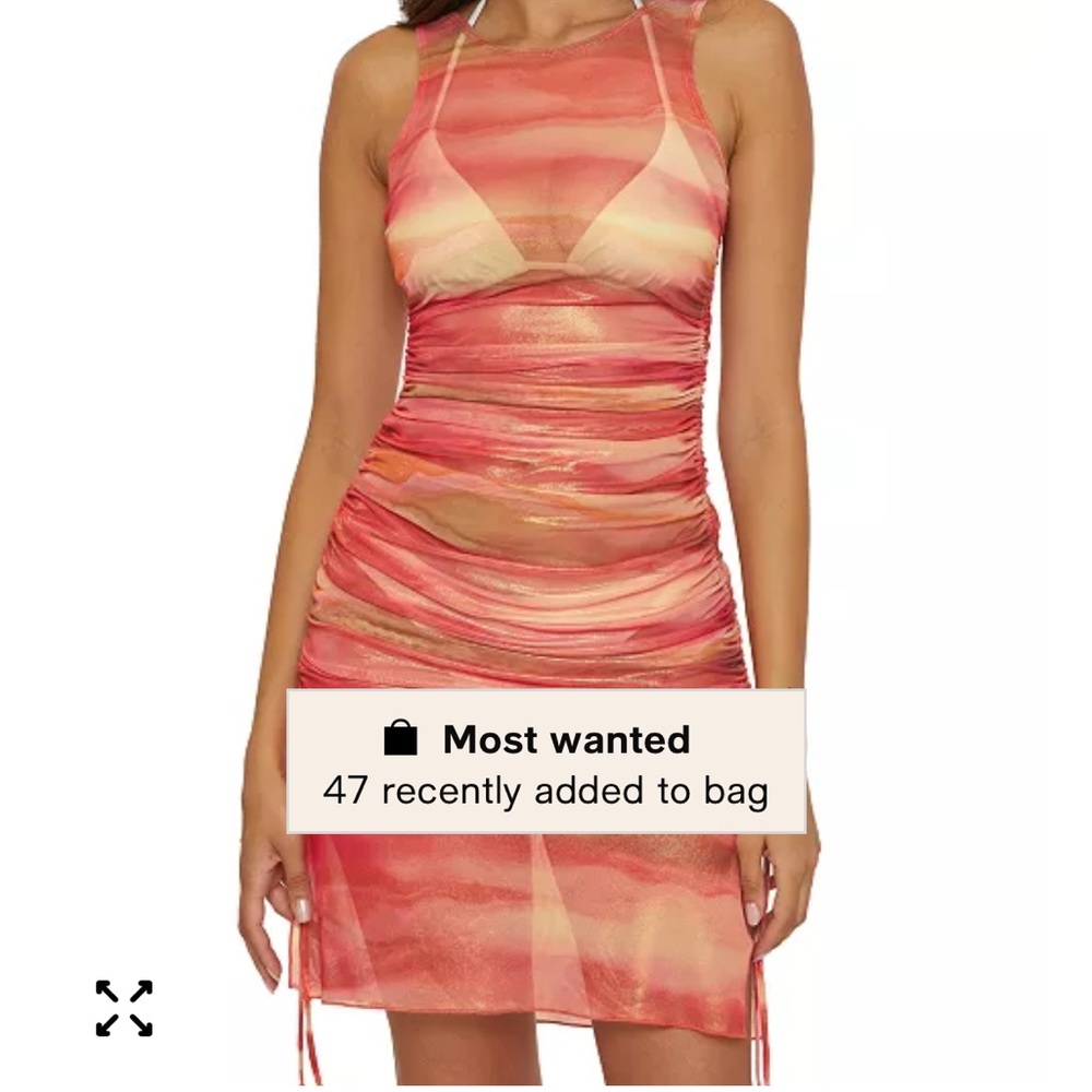 Orange and Gold Ruched Cover-Up dress - BECCA brand